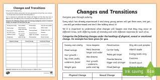 A sexually transmitted disease (std) is any disease that is spread primarily by sexual contact. Changes And Transitions Worksheet Teacher Made