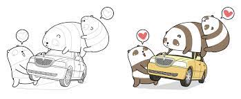 Kawaii ausmalbilder zum ausdrucken ausmalbilder zum ausdrucken ausmalbilder bilder zum ausmalen kostenlos. Kawaii Panda Hebt Auto Cartoon Malvorlagen 2032076 Vektor Kunst Bei Vecteezy