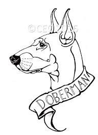 Colouring Page For All Tattoo Flash Style Doberman Dog Design Digital Doberman Tattoo Dog Design Doberman