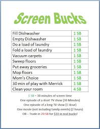 Screen Bucks Kids Earn Screen Time By Doing Chores