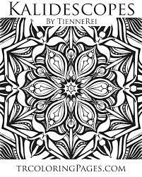 A coloring book that features 24 design pages of intricate line drawings of diverse patterns inspired by flowers, orbs, stars, mosaics, and more. Kaleidoscope Coloring Page Tienne Rei Fine Art