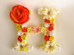 Custom Name Letter Flower Name Letter Yellow And Orange Letter H Photo Prop Decor Wedding Decor Wall Letters Nursery Letter Wall Decor Flower Names
