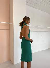 By Johnny Open Bow Back Midi Dress Forest Green Get Dressed Hire