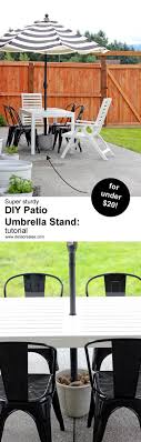 This patio umbrella comes in a range of bright colors to suit your style, and the top of the canopy is vented for better airflow and wind resistance. Diy Patio Umbrella Stand Tutorial