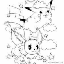 Hello kitty halloween coloring pages mummy. Pikachu Coloring Pages And Eevee Coloring4free Coloring4free Com