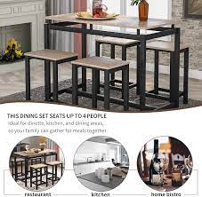 And, with casual dining and bar stools' selection advantage, if you don't find the size and shape that perfectly fits your dining room, you have the option to. Buy Dining Table Set Hinpia Upgraded 5 Piece Practical Dining Room Table Set With 4 Chairs Counter And Pub Height Perfect For Breakfast Nook Kitchen Room Mini Bar Or Patio Oak Online