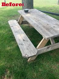 Wooden Picnic Table Makeover Picnic Table Makeover Wooden Picnic Tables Painted Picnic Tables