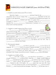 Phrases et textes à compléter au passé composé, exercices de liaison, à cliquer, mots croisés cp ce1 ce2 cm1 cm2 6ème 5ème 4ème 3ème et fle. Exercices Passe Compose Avoir Et Etre