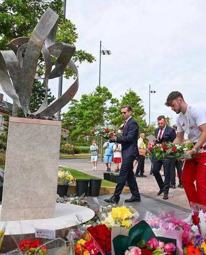 Conor Bradley was seen laying a wreath in memory of Diogo Jota today 🥀 In  pictures shared by Liverpool FC on Instagram, the Castlederg man was  spotted with Fenway Sports Group's Michael