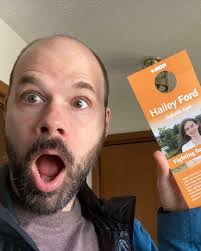 This was a fun photo to get sent! This is a long time family friend. His  sister lives in Oakville East and brought this piece of literature to  family dinner for him.