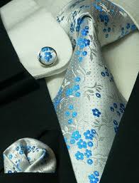 Silver And Royal Blue Necktie Set Jpm1824e Ties Mens Fashion Necktie Set Silk Necktie Set