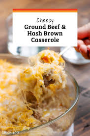 Cheesy Ground Beef And Hash Brown Casserole Recipe The Mom 100 Recipe Hash Brown Casserole Ground Beef Beef Dishes