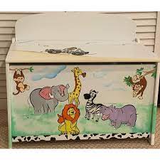 Works well with wooden tidlo animal jungle table. Kids Childrens Nursery Hand Painted Custom Wood Toy Box Etsy Wood Toy Box Toy Storage Boxes Childrens Toy Boxes