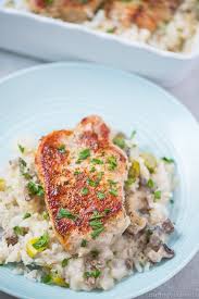 How to store baked pork chops and rice. Baked Pork Chops With Rice Asparagus And Mushrooms Courtney S Sweets