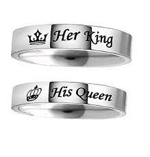 Amazon Com Her King His Queen Stainless Steel Ring Silver Polished His And Hers Couple Wedding Rings Wedding Rings Engagement Stainless Steel Wedding Bands