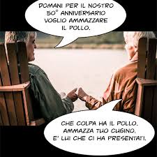 Quindi a tutti gli amici e parenti in ascolto eccovi servite 15 frasi divertenti da utilizzare per fare ai novelli sposi degli auguri indimenticabili. Una Coppia Anziana Lui Domani Per Il Nostro 50 Anniversario Voglio Ammazzare Il Pollo Lei Che Colpa Divertente Citazioni Divertenti Immagini Divertenti