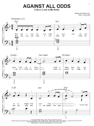 Phil Collins Against All Odds Take A Look At Me Now Sheet Music Notes Chords Score Download Printable Pdf Sheet Music Notes Phil Collins Sheet Music