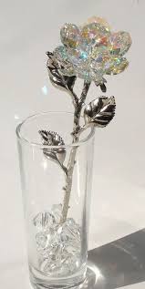 Crystal Rose Made With Swarovski Crystal In Glass Vase Etsy Swarovski Crystal Figurines Crystal Figurines Crystals