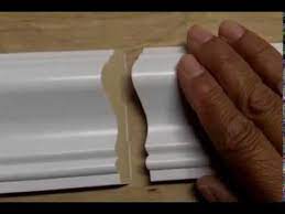 In this case, you don't back cut the beveled end; How To Attach 2 Pieces Of Baseboard Or Chair Rail With A Scarf Joint Youtube