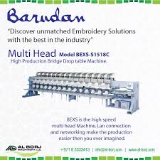 Barudan Bexs S1518c Multi Head High Production Bridge Drop Table Embroidery Machine The High Speed Multihead Machine W High Speed Networking Connection