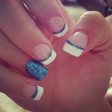 Blue Acrylic Nails Sparkles French Tip With Images French Tip
