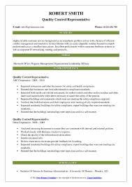 Risk management quality control consultant resume examples & samples. Quality Control Representative Resume Samples Qwikresume