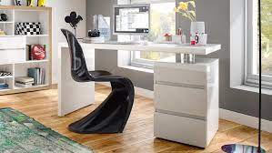 Schreibtisch fritz sonoma eiche nachbildung 89 x 74 x 40 cm. Schreibtisch Split Mit Unterschrank Weiss Hochglanz Lackiert