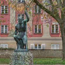 Munich Germany Munchen Deutschland Moosach Wohnsiedlung Borstei Bronzeskulptur Hirtengott Pan Von Ernst Bronzeskulptur Siedlung Munchen Deutschland