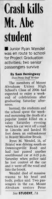 Crash Kills Mt. Abe Student