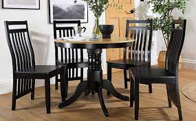 Shop for round wood dining table online at target. Kingston Round Painted Black And Oak Dining Table With 4 Java Black Chairs Furniture And Choice