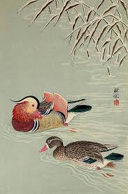Japanese Art Mandarin Ducks In Snow Ohara Koson Fine Art Etsy Japanese Art Bird Art Print Japanese Animals