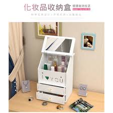 Two drawers on the table with a panel can make a good classification for your cosmetics. Cosmetic Storage Rack With Mirror Drawer Dressing Table Cosmetic Box Storage Box Table Top Rack Shopee Malaysia