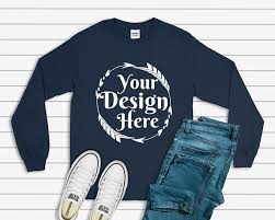 Free Gildan 2400 Long Sleeve Navy Unisex T Shirt Tee Psd Free Psd Mockups Clothing Mockup Shirt Mockup Free Packaging Mockup