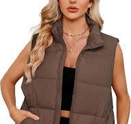 American Trends Womens Puffer Vest Sleeveless Stand Collar ...