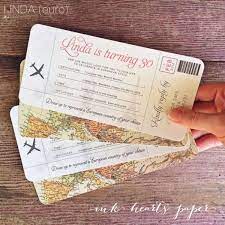 Boarding Pass Plane Ticket Style Vintage Rustic Map Birthday European Europe Wedding Invitations Ink Hear Invitations Travel Theme Wedding Travel Party Theme