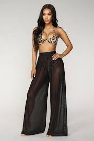 Black Bathing Suit Cover Ups Dare To Cover Coverup Pant Black Swimsuits Outfits Sheer Pants Fashion