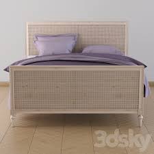 World market graywash wood and linen grange upholstered platform bed, $849. 3d Models Bed Rh Maison Caned Bed