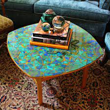 So i decided to take some stained glass pieces and old plates i got from the thrift store and make my own diy mosaic table! Cardboard Mosaic Table How To Make A Table Home Diy On Cut Out Keep