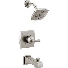 Delta Flynn Stainless 1 Handle Bathtub And Shower Faucet With Valve Lowes Com Tub And Shower Faucets Shower Faucet Faucet