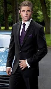 Black And Purple Tuxedo Black With Purple Vest And Tie Groomsmen Attire Black Groomsmen Attire Purple Groom Suit Black