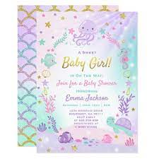 Under The Sea Baby Shower Invitation Pink Gold Zazzle Com Pink Baby Shower Invitations Pink Invitations Mermaid Baby Showers