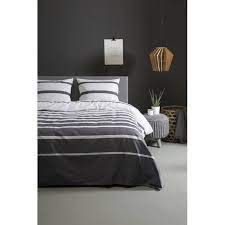 ten cate katoenen lits jumeaux dekbedovertrek 240x200 220 celia antraciet blokker