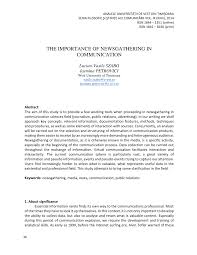 Pdf The Importance Of Newsgathering In Communication