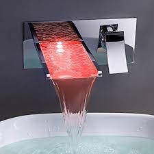Bathroom Faucet Led Color Changing Bathroom Basin Sink Faucet Wall Mount Chrome Brass Mixer Ta Bathroom Mixer Taps Wall Mount Faucet Bathroom Sink Sink Faucets