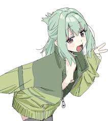 imamura ryou, otori tan, seitokai ni mo ana wa aru!, absurdres, commentary  request, highres, 1boy, androgynous, bandaid, bandaids on nipples, black  thighhighs, green hair, green jacket, hair intakes, hand up, jacket, leaning