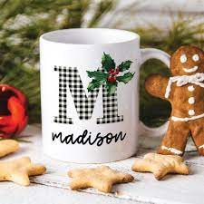 Personalized Initial Mug Christmas Mug Secret Santa Gift Etsy Christmas Mugs Diy Christmas Mugs Personalized Christmas Mugs