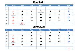Stay organized with printable monthly calendars. Printable Calendar May And June 2021 Word Pdf
