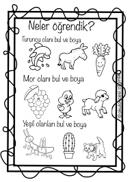 Renkler Okul Oncesi Calisma Cizelgeleri Egitim Egitim Faaliyetleri