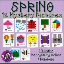 Spring Mystery Pictures Hundreds Chart Recognizing Colors Numbers