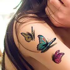 Trendy 3d Tattoo Stickers Waterproof And Sweatproof 3d Butterfly Tattoo Fake Tattoos Neck Tattoo